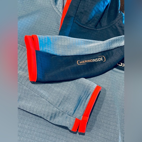 Ortovox  women Light Grid 1/4 Snap Hooded Pullover/blue/SZ. Large - Picture 7 of 16